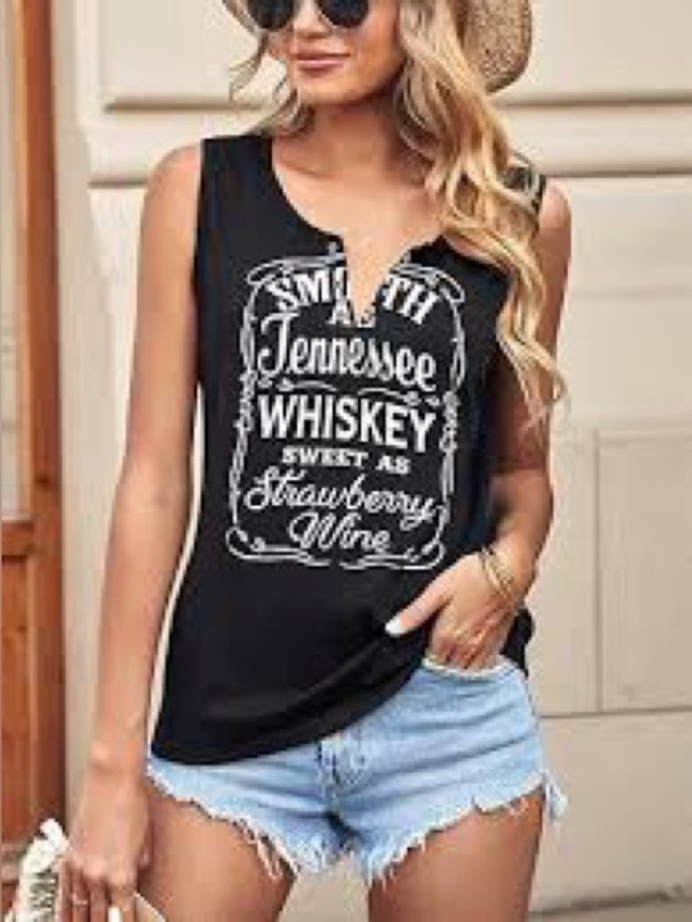 NWOT Black Graphic Tennessee Whiskey Sleeveless Tank Top Size L